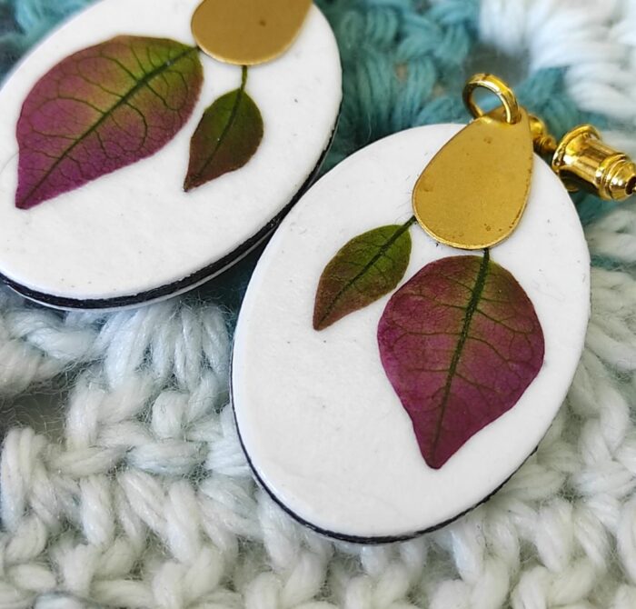 Pendientes BOTANICA, hojas de buganvilla