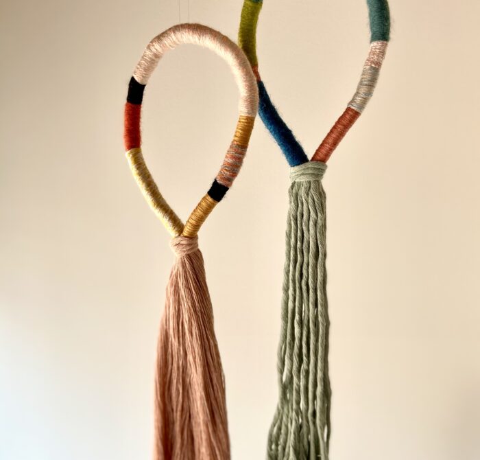 adorno de pared loop macramé lana