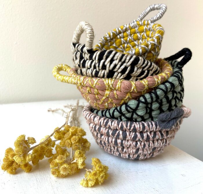 cuencos tejidos macramé algodón