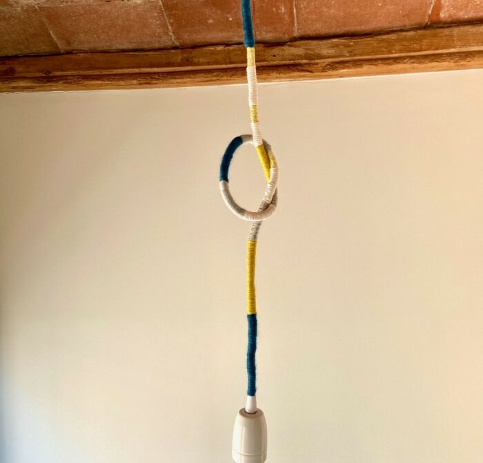 lámpara de techo nudo tejida macramé lana